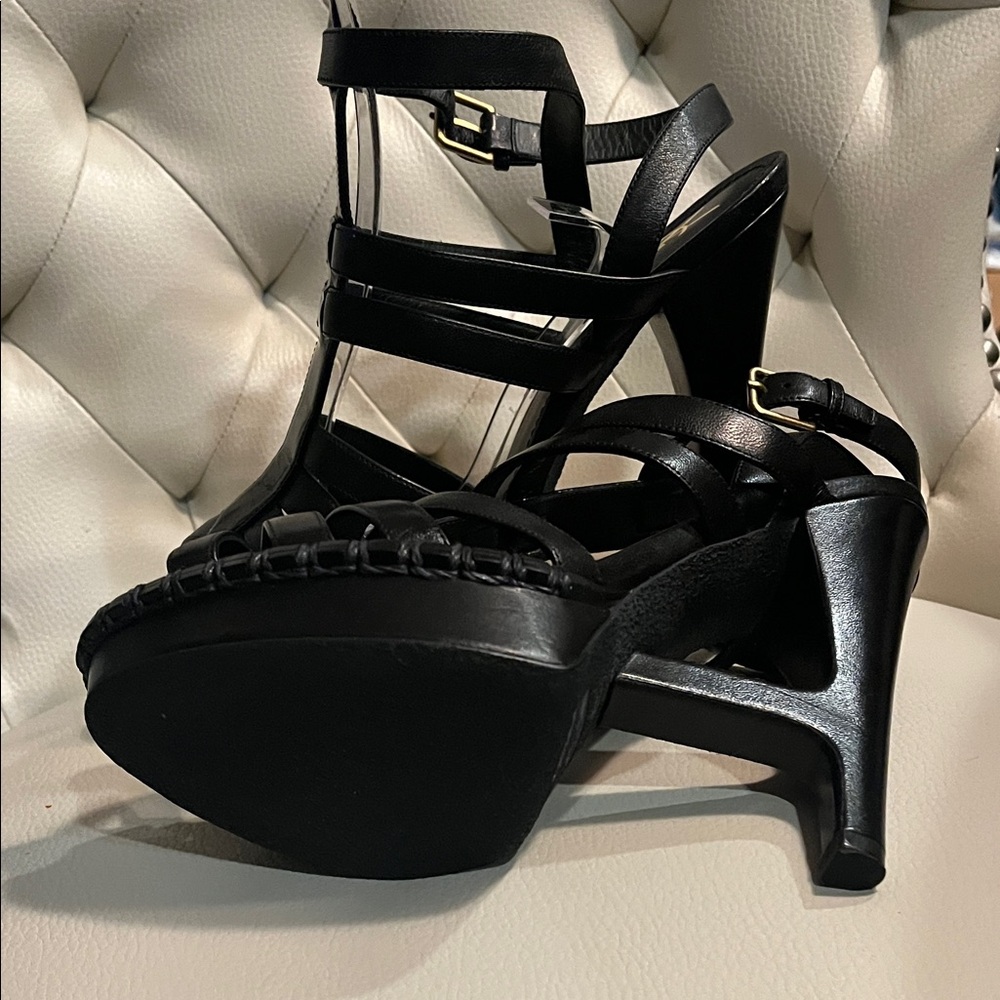 YSL Yves Saint Laurent Black Multi-Strap 105 Heel Sandals Essentiel 8.5 EU 39.5 - Picture 7 of 12